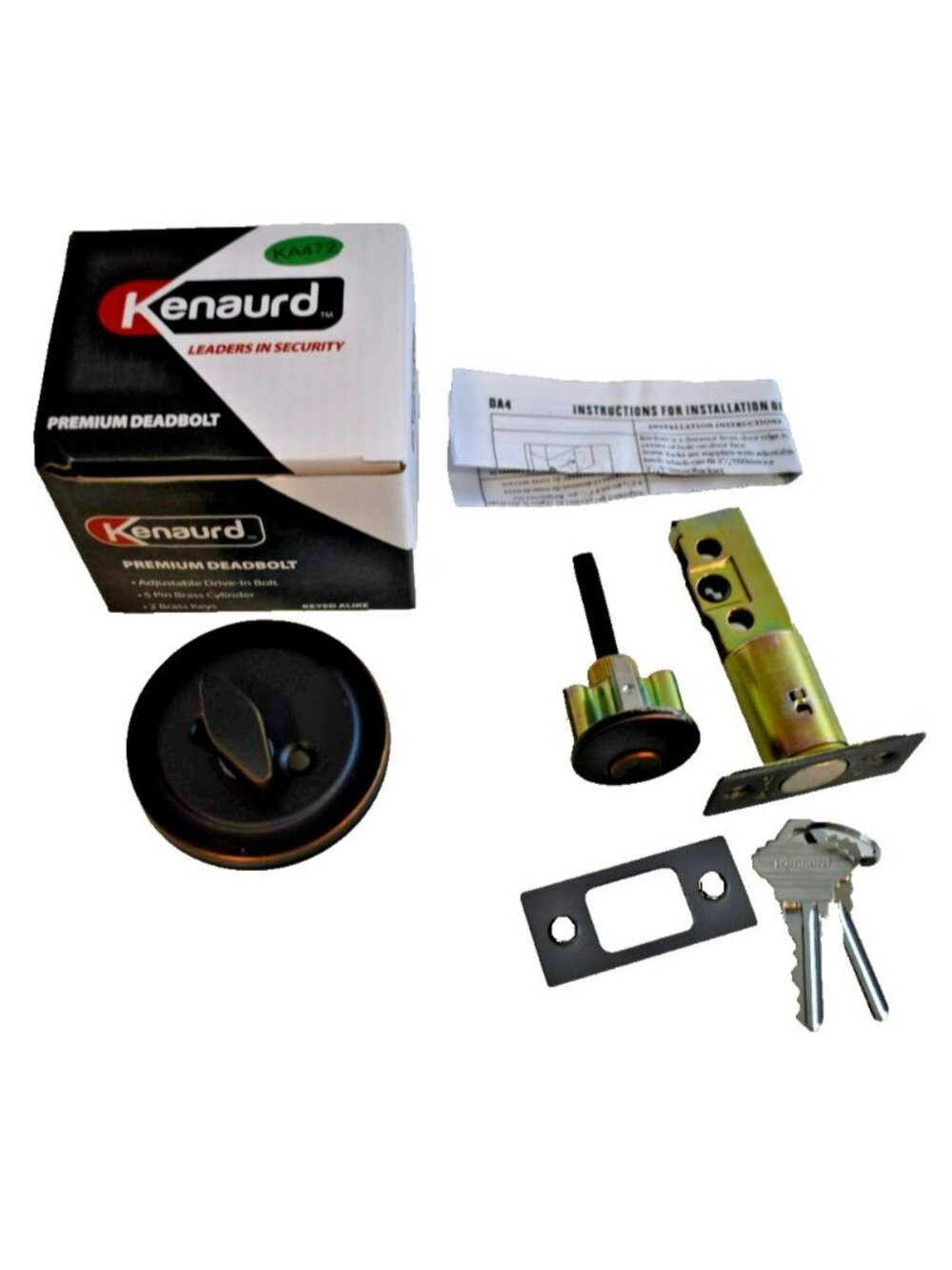Kenaurd Premium Deadbolt New Satin Black w/ Keys and Hardware